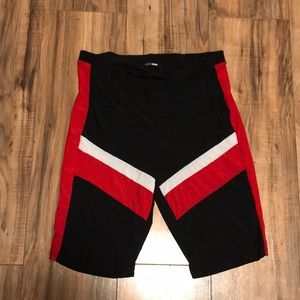 Fashion Nova black red and white bike shorts
